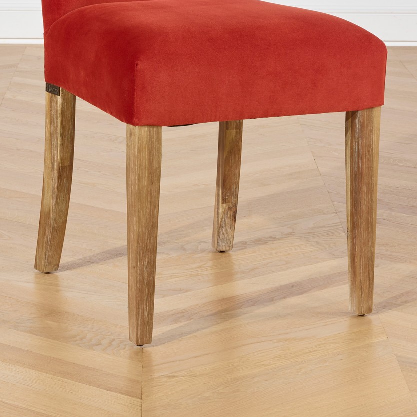 ALIX - Zeitgenössische Stühle aus massivem Akazienholz und Baumwollsamt, 2er-Set