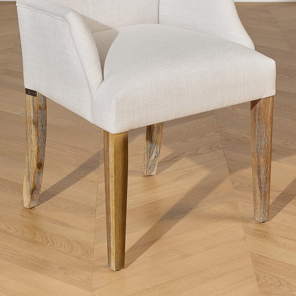 ALIX - Fauteuil de table style contemporain en bois massif et tissu ignifugé, 1 place