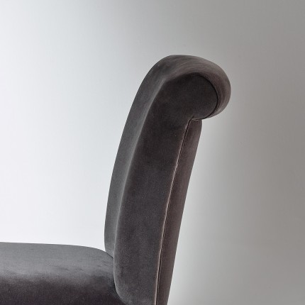 ALIX - Chaise de bar style contemporain en bois massif et tissu velours gris