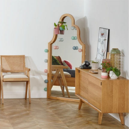 Arched mirror MANOSQUE - Romantic style in natural oak