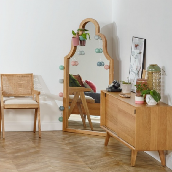Arched mirror MANOSQUE - Romantic style in natural oak