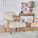 ANDREW - Fauteuil de style anglais en chêne et tissu lin coton, 1 place