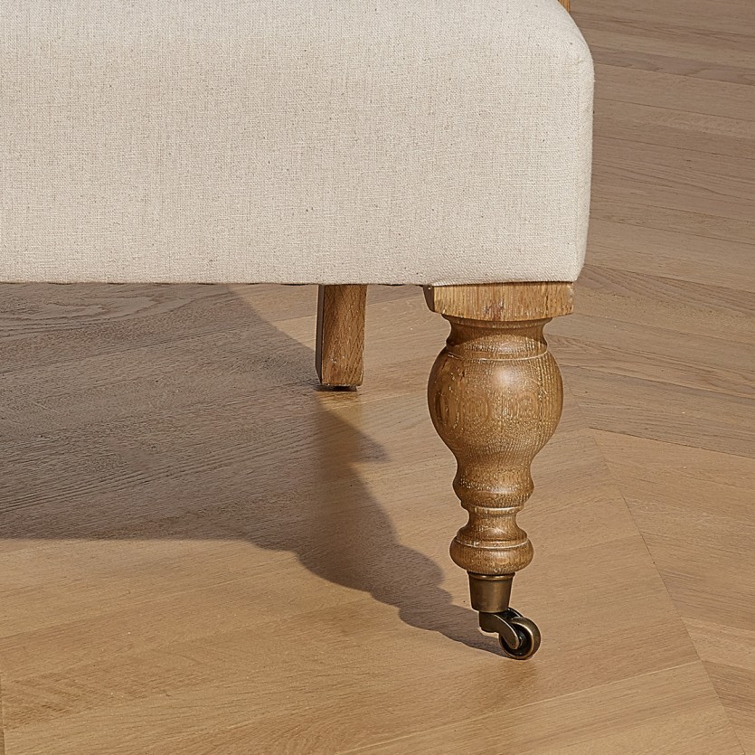Poltrona ANDREW - Stile inglese in rovere e tessuto lino cotone, 1 posto