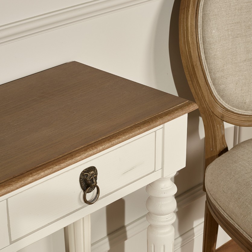 Consolle d'ingresso ANGLOIS - Stile shabby chic, piano in rovere, finitura bianca o nera