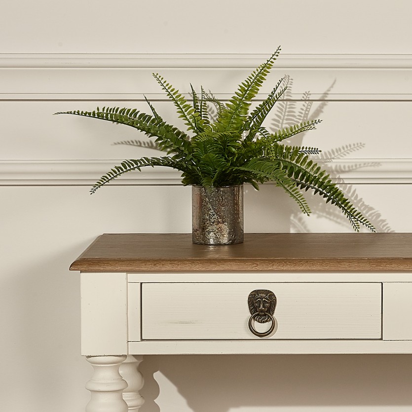 Anglois entry console - Shabby chic style, oak top, white or black patina