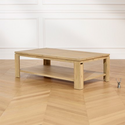 ENZO - Table basse style moderne en bois, étagère basse