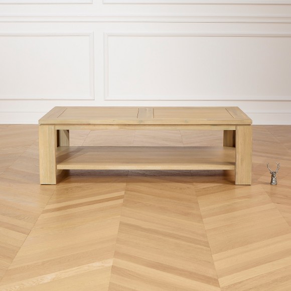 ENZO - Table basse style moderne en bois, étagère basse