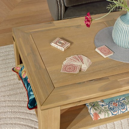 ENZO - Table basse style moderne en bois, étagère basse