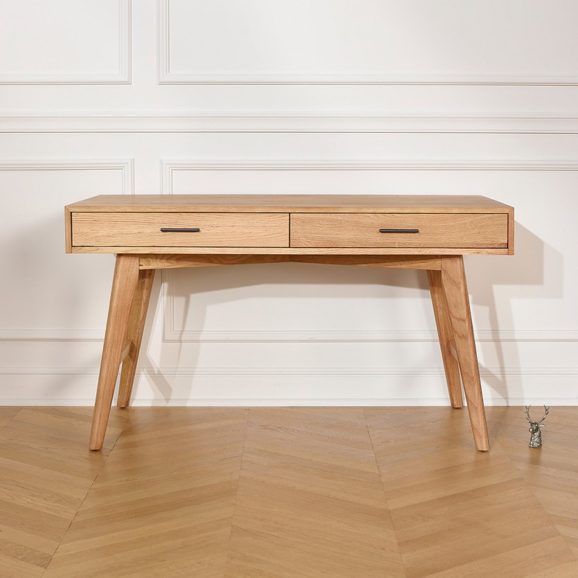 BROOKLYN Desk - Scandinavian style in oak, 2 drawers