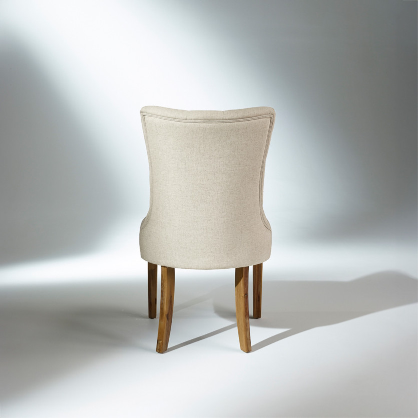 OPHELIA - Lot de 2 chaises capitonnées en bois massif et lin coton