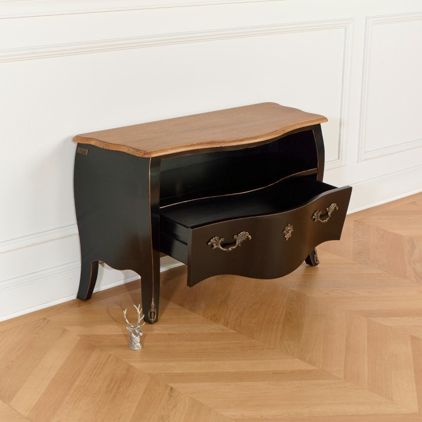 AQUITAINE – TV-Möbel 100 cm im Shabby-Chic-Stil, 1 Schublade, 1 Fach, FSC®-zertifiziertes Holz