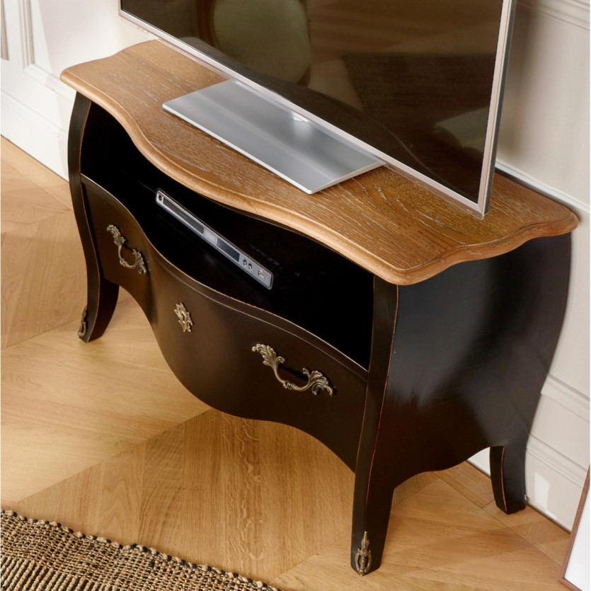 AQUITAINE – Mobile TV 100 cm stile shabby chic, 1 cassetto, 1 nicchia, legno certificato FSC®