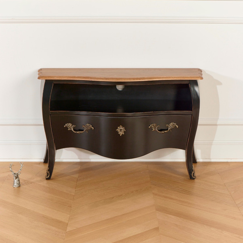 AQUITAINE – TV-Möbel 100 cm im Shabby-Chic-Stil, 1 Schublade, 1 Fach, FSC®-zertifiziertes Holz