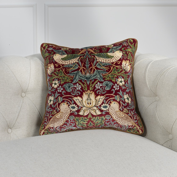 CÉLESTINE – Almofada quadrada estilo romântico com estampas de fauna e flora, 43 x 43 cm