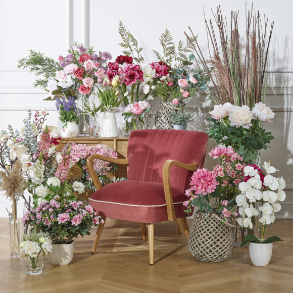 SIXTY - Design fauteuil van massief hout en katoenen fluweelstof, FSC®-gecertificeerd hout, 1 zitplaats
