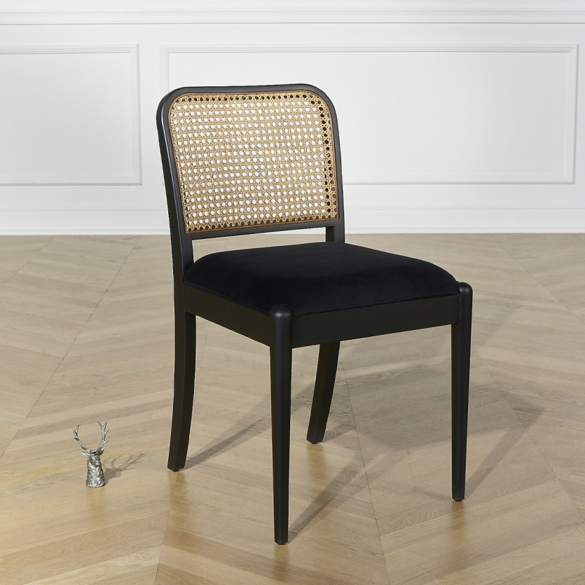 ARTHUR – Lot de 2 chaises style contemporain en bois massif et cannage, bois certifié FSC®