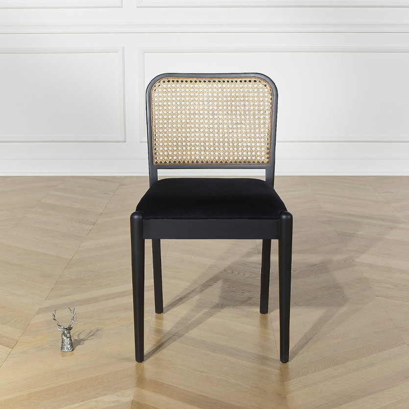 ARTHUR – Lot de 2 chaises style contemporain en bois massif et cannage, bois certifié FSC®