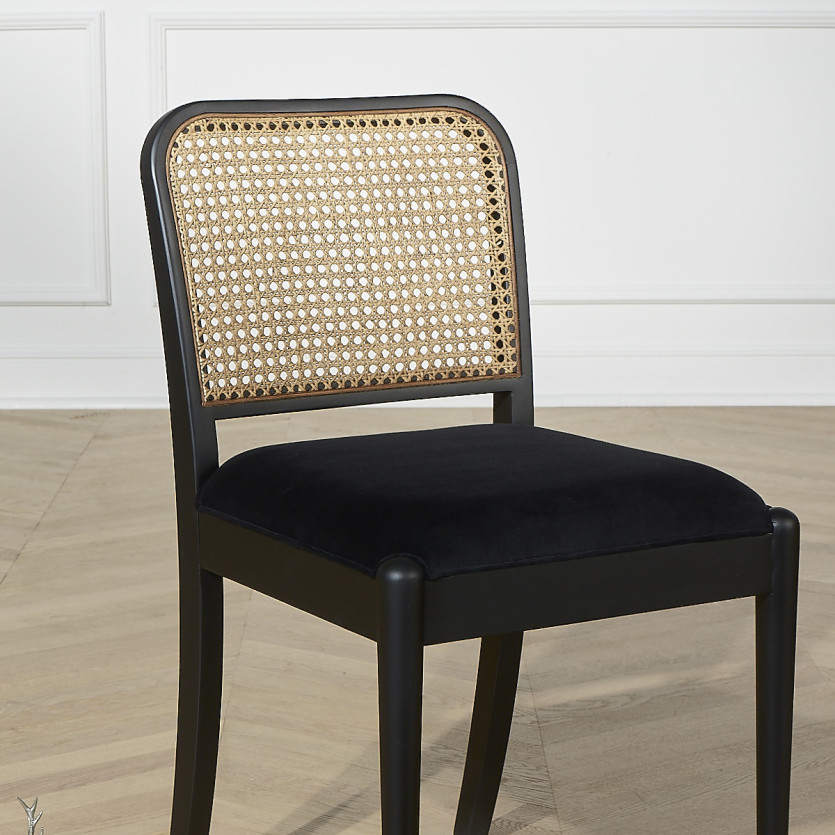 ARTHUR – Lot de 2 chaises style contemporain en bois massif et cannage, bois certifié FSC®
