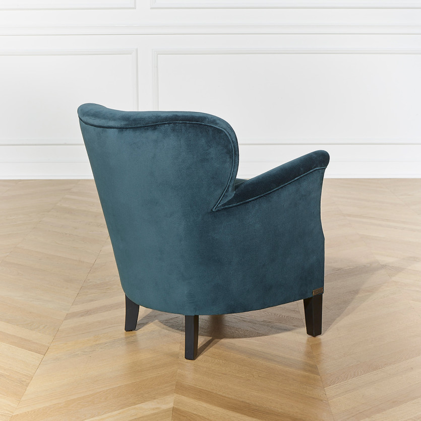 MAX - Sillón club con tachuelas de estilo moderno en terciopelo y madera, 1 plaza