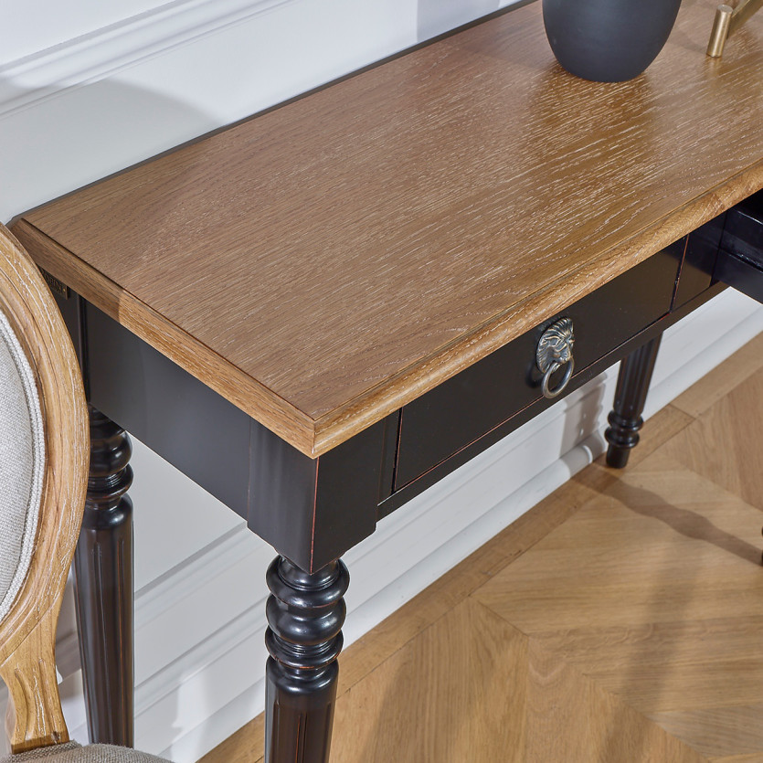 ANGLOIS - Consolle d'ingresso stile shabby chic, piano in rovere, finitura bianca o nera