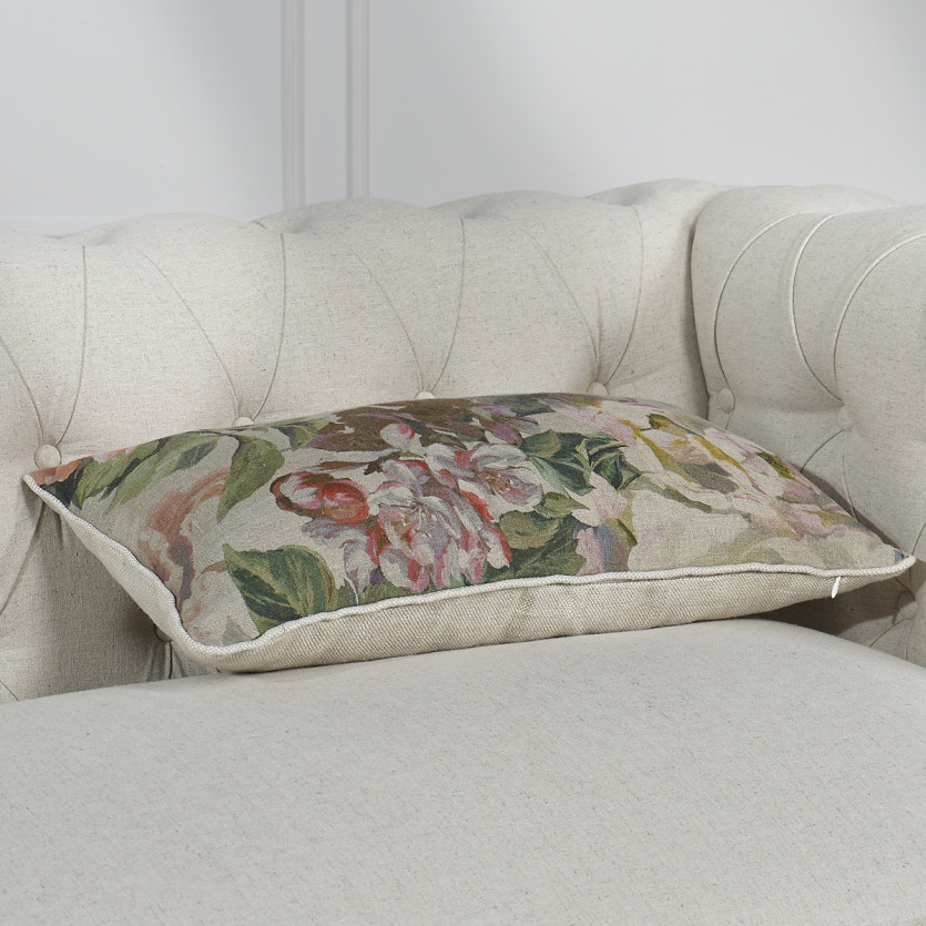 BLOOM – Coussin rectangulaire style romantique avec motifs floraux, 58 x 32 cm