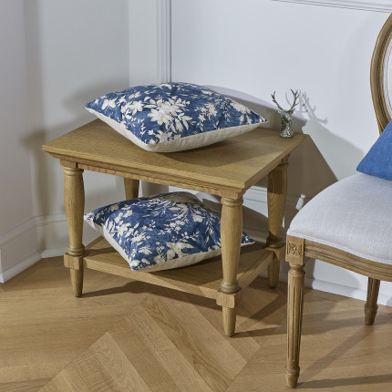ÉLÉONORE – Cuscino quadrato in stile romantico in lino premium con motivi floreali, 40 x 40 cm