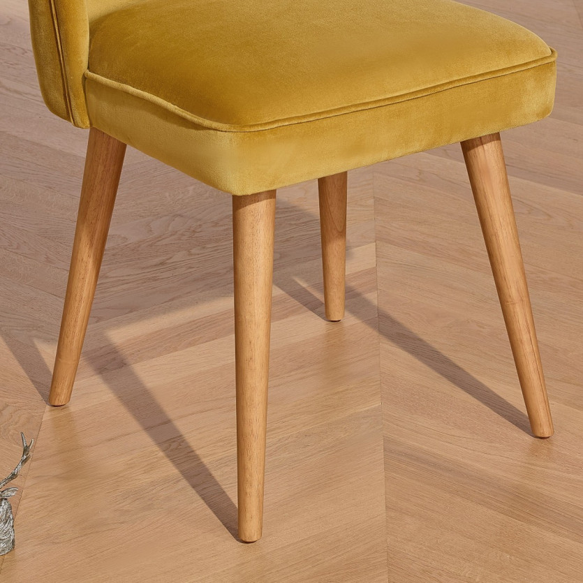 APOLLINE - Vintage-style chairs in cotton velvet and solid wood, set of 2, FSC® certified wood