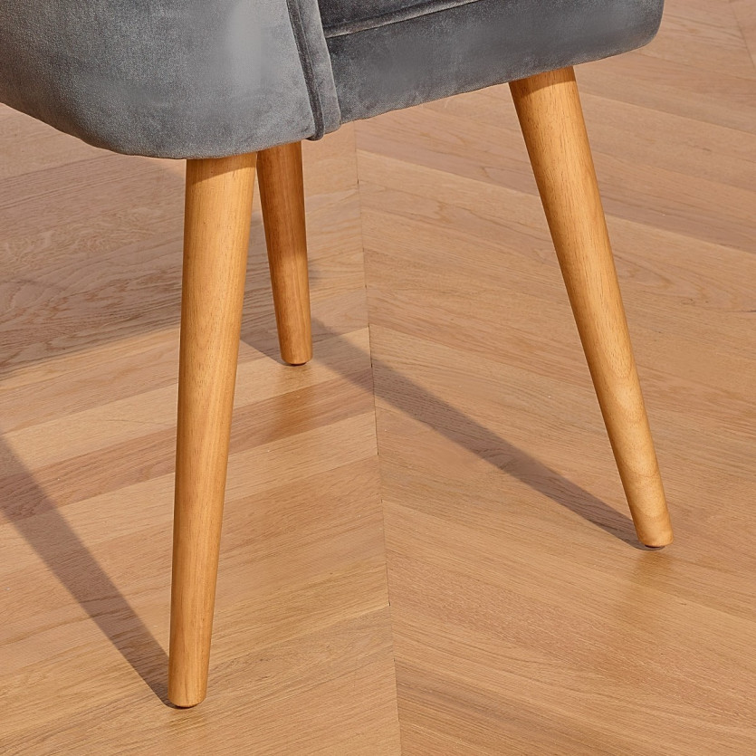 APOLLINE - Vintage-style chairs in cotton velvet and solid wood, set of 2, FSC® certified wood