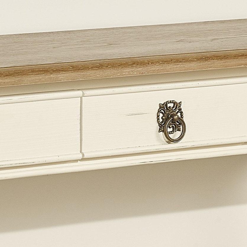 MARKUS – Consolle con cassetto stile shabby chic, piano in rovere, legno certificato FSC®
