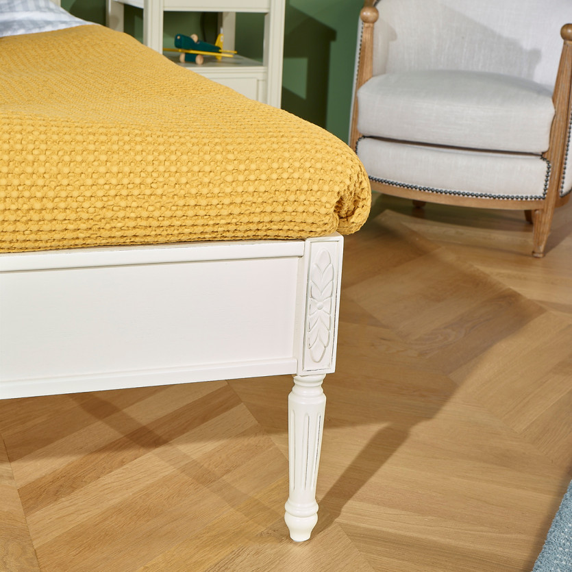 HANNAH - Letto singolo stile shabby chic in legno massello, 1 posto, 90 x 190