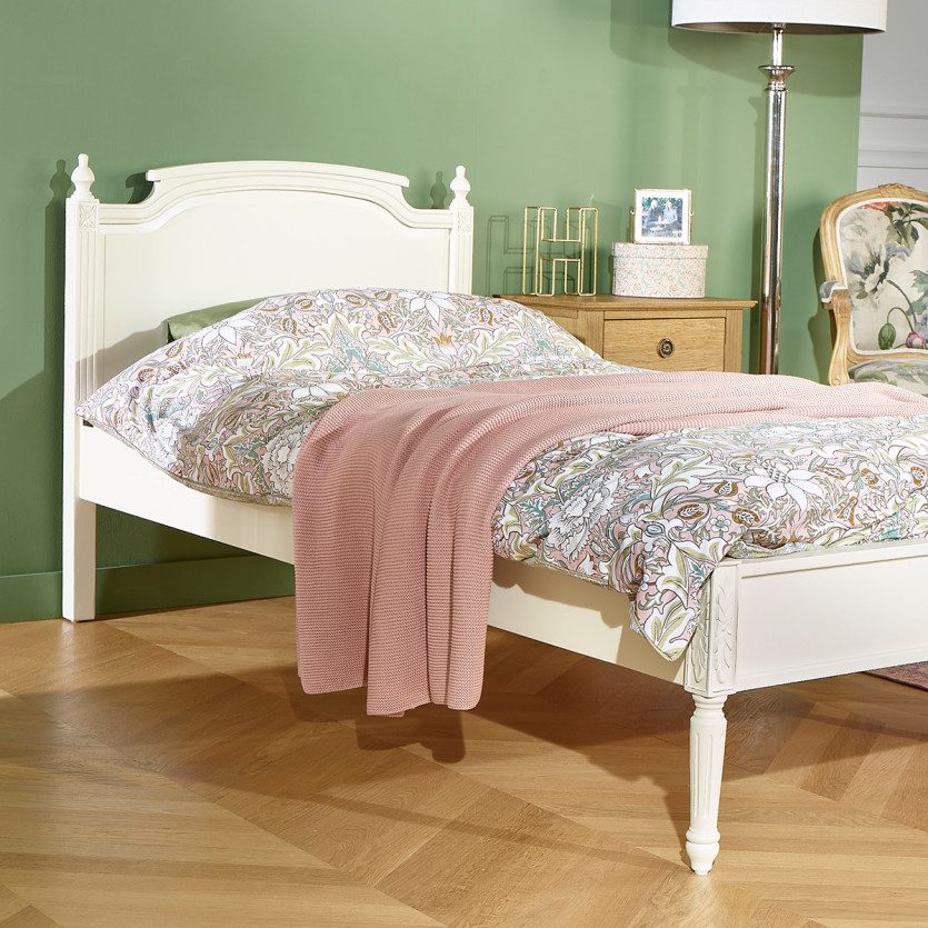 HANNAH - Letto singolo stile shabby chic in legno massello, 1 posto, 90 x 190