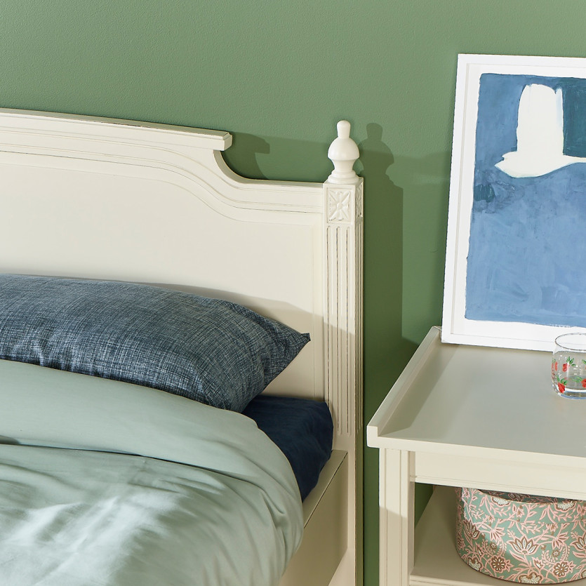 Lit double HANNAH - Stile shabby chic in legno verniciato, 2 posti, 160 x 200