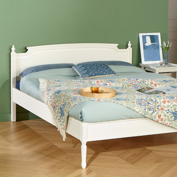 Letto matrimoniale HANNAH - Stile shabby chic in legno massello, 2 posti, 160 x 200