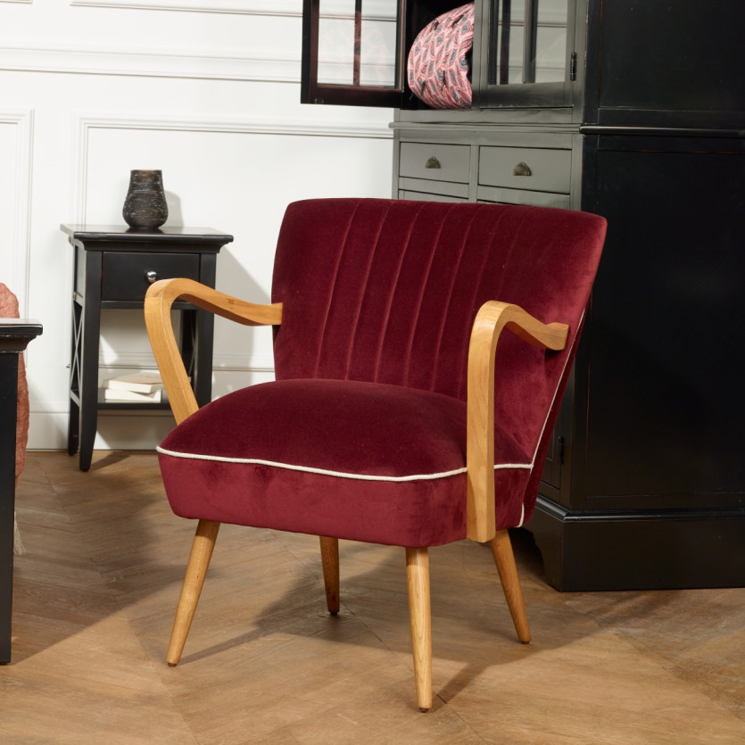 VANESSA - Classic style bedside table, solid pine leg, 1 drawer, 1 shelf