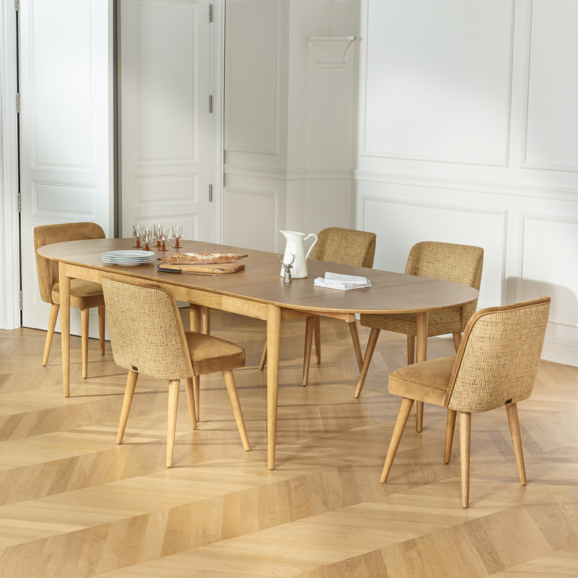 NATHALIE - Mesa de comedor extensible estilo nórdico de madera, para 6/8 personas