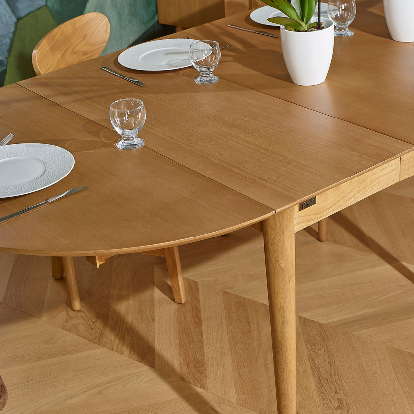 NATHALIE - Mesa de comedor extensible estilo nórdico de madera, para 6/8 personas