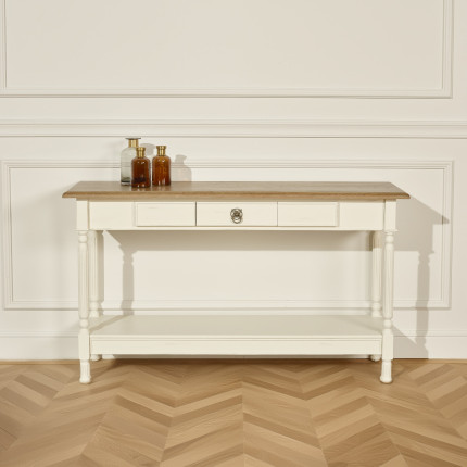 MARKUS – Console with drawer, shabby chic style, oak top, FSC® certified wood
