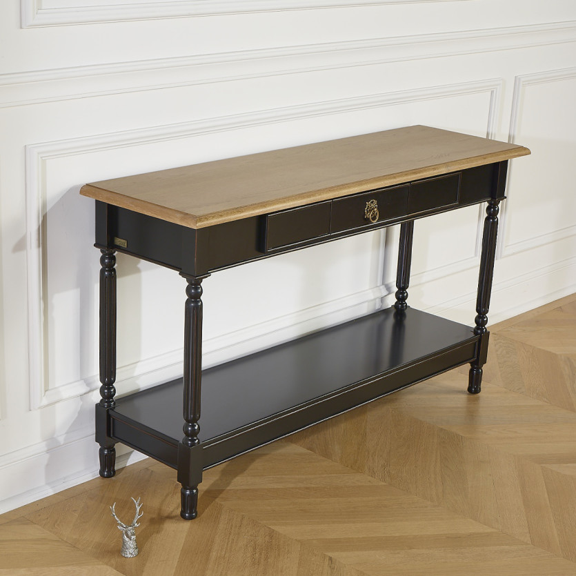 Console MARKUS – Style shabby chic, plateau en chêne, 1 tiroir, bois certifié FSC®