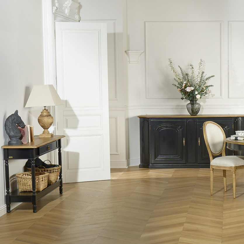 Console con cassetto MARKUS – Stile shabby chic, piano in rovere, legno certificato FSC®