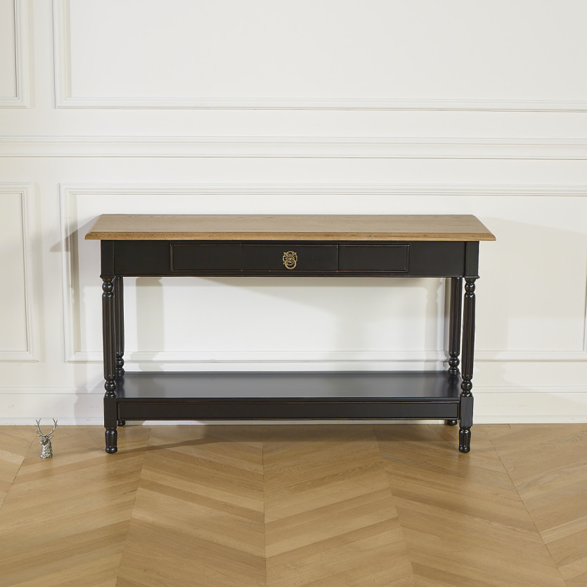 Console MARKUS – Style shabby chic, plateau en chêne, 1 tiroir, bois certifié FSC®