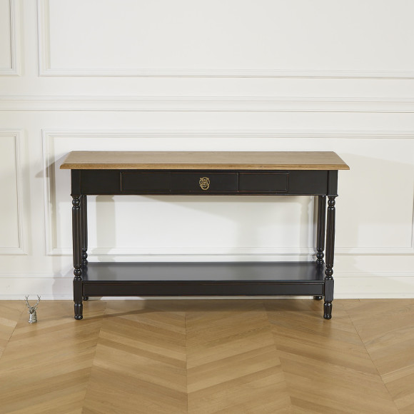 Console MARKUS – Style shabby chic, plateau en chêne, 1 tiroir, bois certifié FSC®