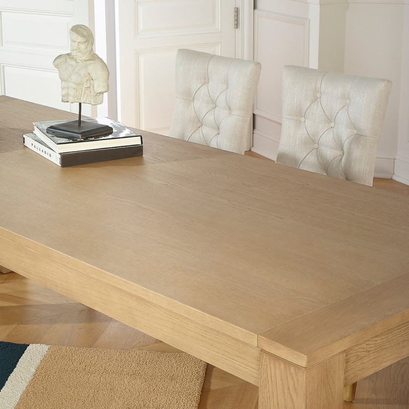 MEGÈVE extendable dining table - Contemporary style in oak, 1 extension leaf, 8/10 seats, FSC® certified wood