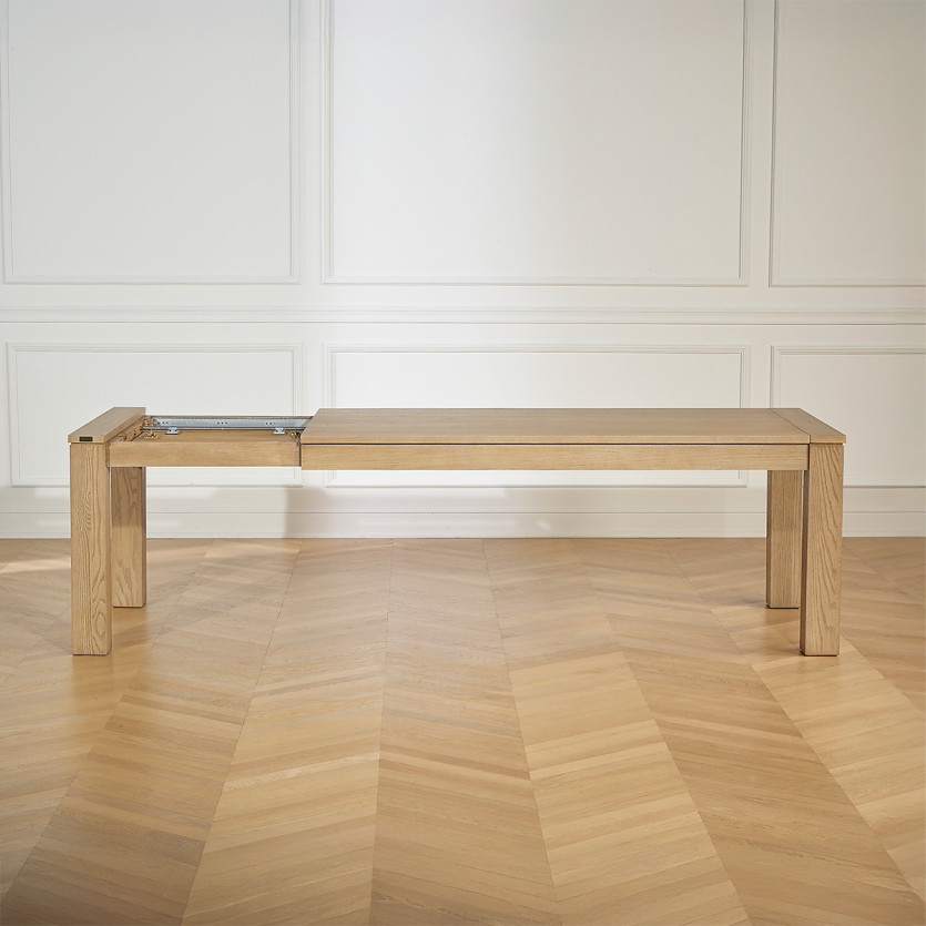 Mesa de comedor extensible MEGÈVE - Estilo contemporáneo en roble, 1 extensión, 8/10 cubiertos, madera certificada FSC®