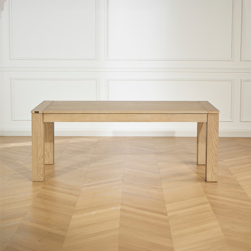 Mesa de comedor extensible MEGÈVE - Estilo contemporáneo en roble, 1 extensión, 8/10 cubiertos, madera certificada FSC®