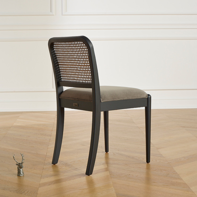 ARTHUR – Lot de 2 chaises style contemporain en bois massif et cannage, bois certifié FSC®