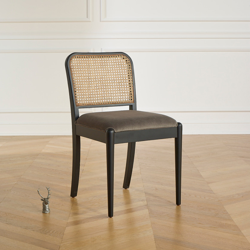 ARTHUR – Lot de 2 chaises style contemporain en bois massif et cannage, bois certifié FSC®