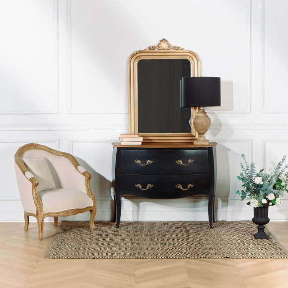 Poltrona bergère ALEXANDRE - Estilo clássico em madeira maciça e linho, 1 lugar, madeira certificada FSC®