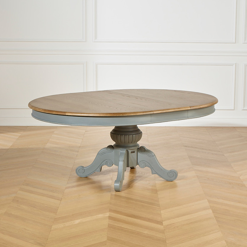 AMBOISE - Mesa de comedor extensible para 6 a 8 personas, acabado en gris antracita