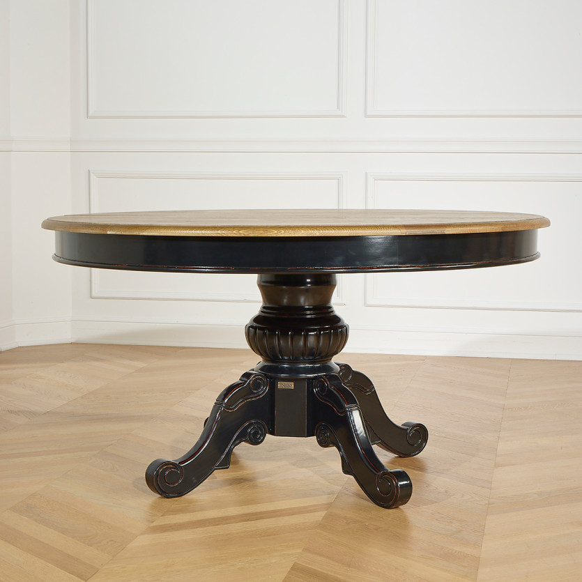 Mesa de jantar extensível AMBOISE - Estilo clássico, pés pretos, 6/8 lugares