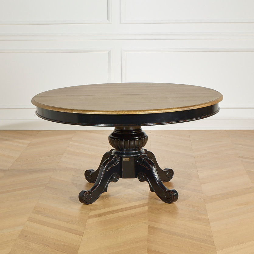 Mesa de jantar extensível AMBOISE - Estilo clássico, pés pretos, 6/8 lugares